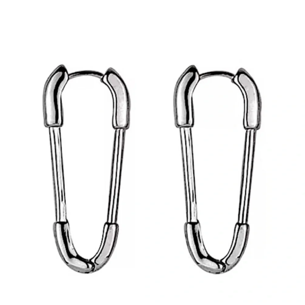 Safety Pin Gold Plated Earrings Sterling Silver